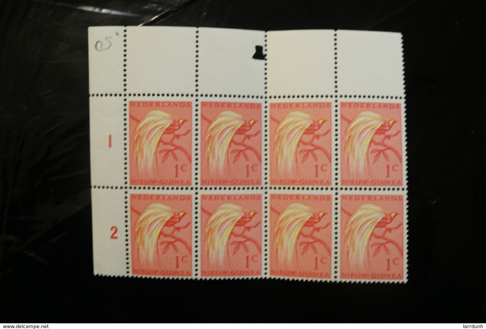 Netherlands New Guinea 22 Block Of 8 Numbers 1 2 UL Folded Lesser Bird Of Paradise MNH 1958 A04s - Netherlands New Guinea