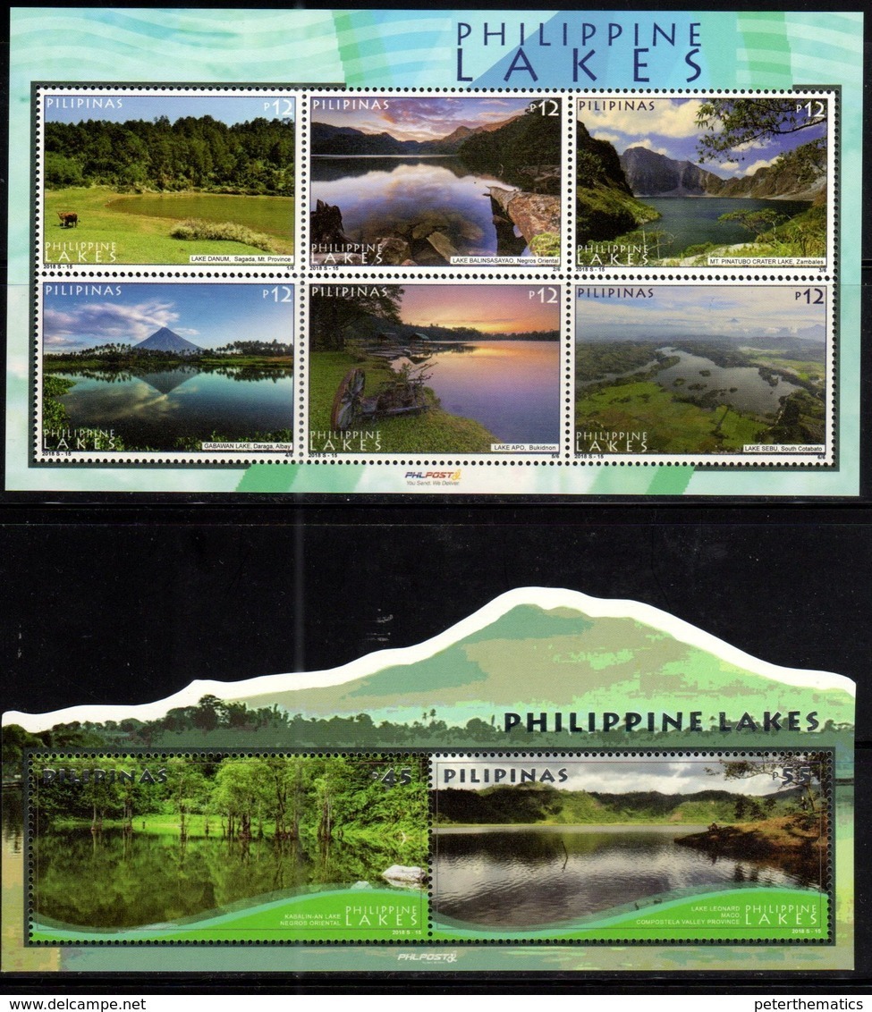 PHILIPPINES, 2018, MNH, PHILIPPINE LAKES, MOUNTAINS, LANDSCAPES, SHEETLET + MOUNTAIN-SHAPED S/SHEET - Other & Unclassified
