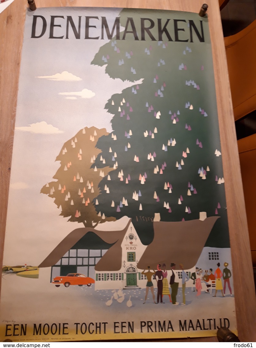 OUDE AFFICHE 1950-1965, DANMARK, DENEMARKEN, EEN MOOIE TOCHT, EEN PRIMA MAALTIJD, 61x99cm - Affiches