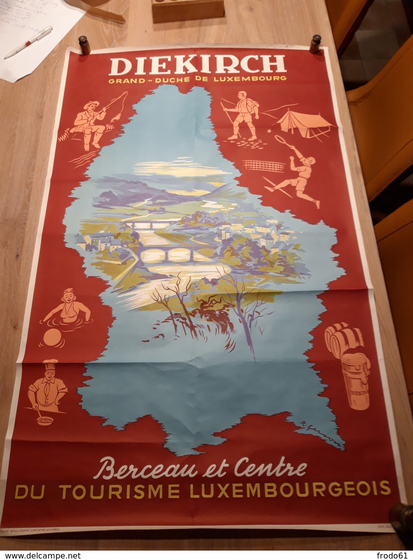 OUDE AFFICHE 1950-1965,  GRAND DUCHE DU LUXEMBOURG, DIEKIRCH, 62x99cm - Affiches