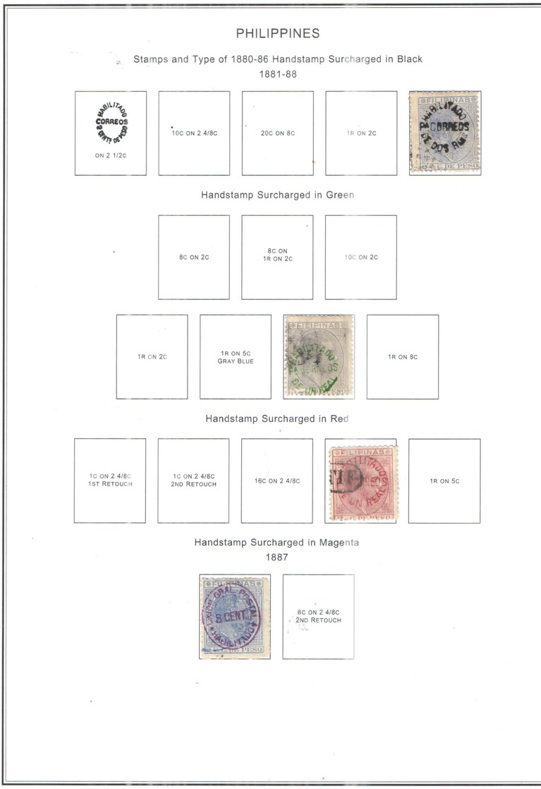 Filippine PO 1881/88 King. Alfonso XII° Surch.Hands Red   Used Scott.103+ See Scan On Scott.Page; - Filippine