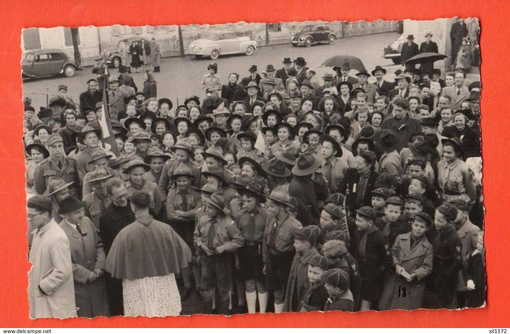 TRW-39 Carte-Photo 1ère Messe Chanoine Marcel Heimoz Bulle Scouts  16avril1950  Glasson Non Circ - Bulle