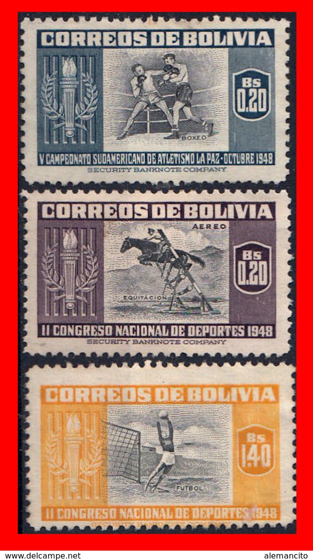 BOLIVIA ( AMERICA DEL SUR ) 3 SELLOS 1951 AIRMAIL - THE 400TH ANNIVERSARY OF THE FOUNDING OF LA PAZ - Bolivie