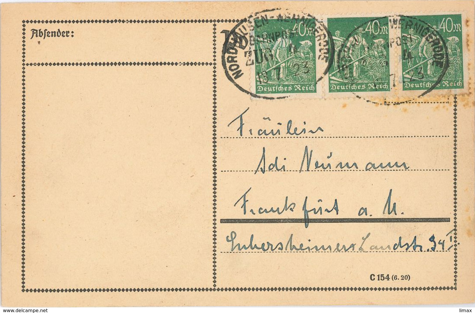 Bahnpost Nordhausen - Wernigerode Nach FFM - Cartas & Documentos