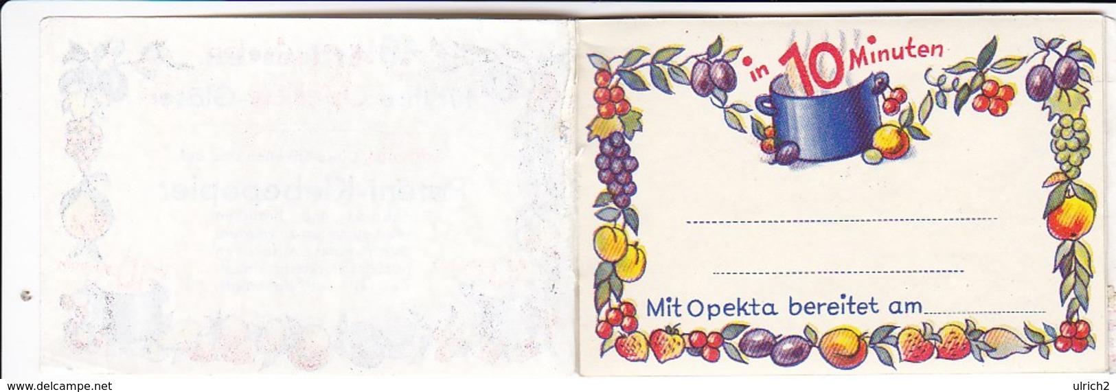 Klebeetiketten Opekta-Gläser - Patent-Klebepapier - Heftchen Mit 11 Stück (40116) - Sonstige & Ohne Zuordnung