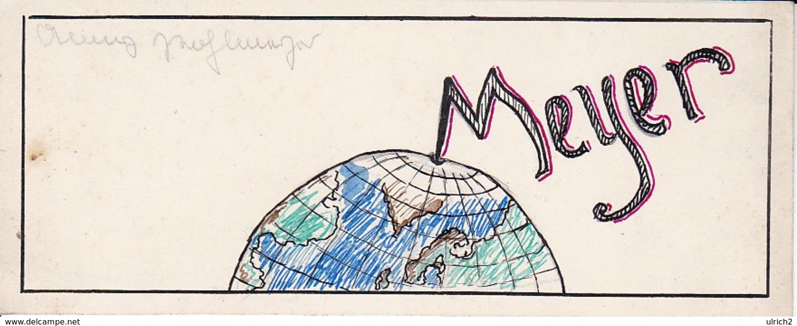 Lesezeichen - Globus - Handzeichnung - Ca. 1940/50 - 15*6cm (40118) - Sonstige & Ohne Zuordnung