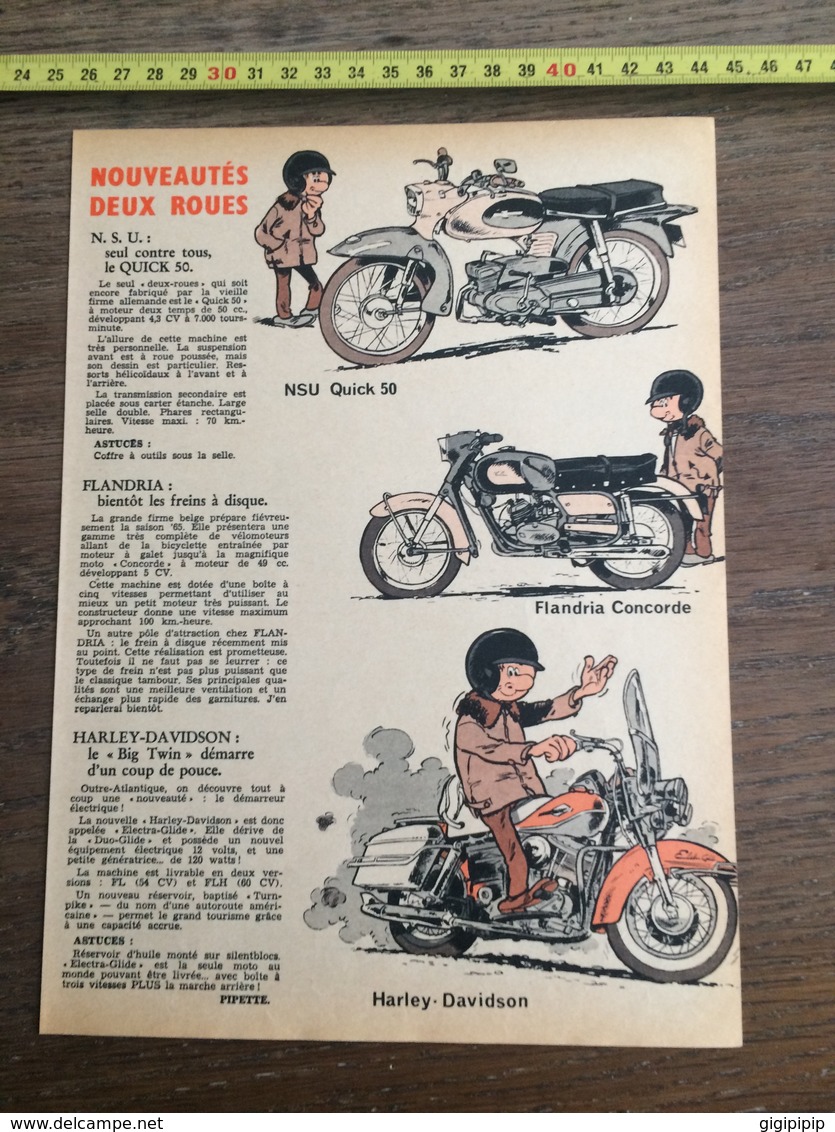 DOCUMENT MOTO CYCLOMOTEUR NSU QUICK 50 FLANDRIA CONCORDE HARLEY DAVIDSON - Sammlungen