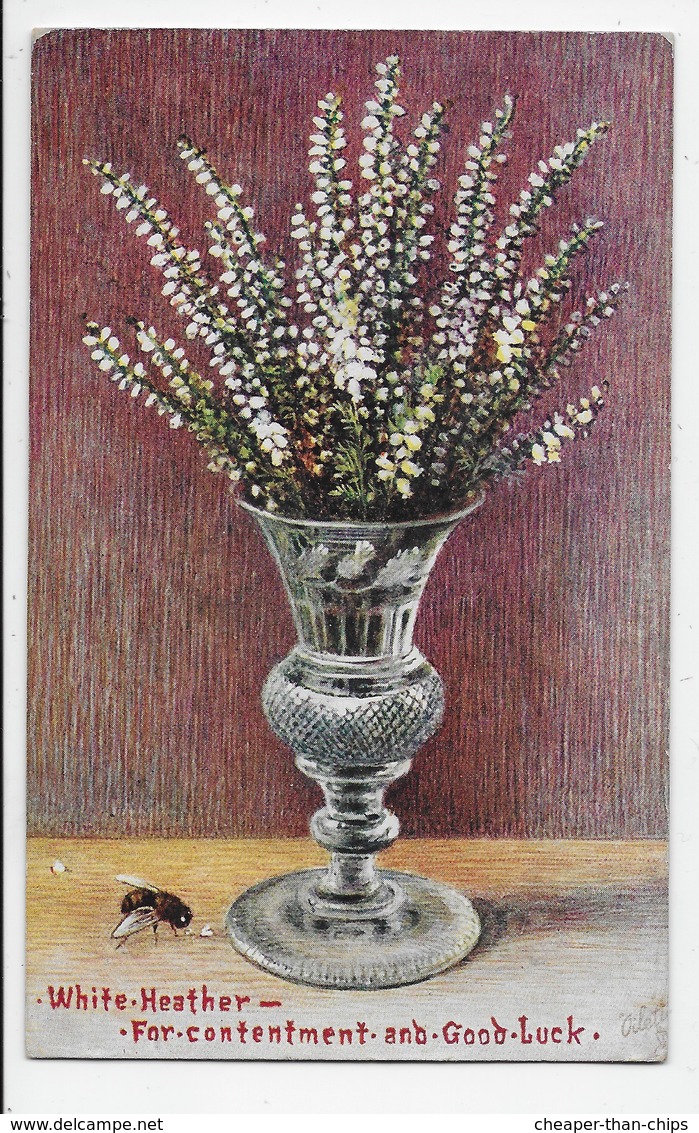 White Heather With Bee - Tuck OIlette 9616 - Flowers