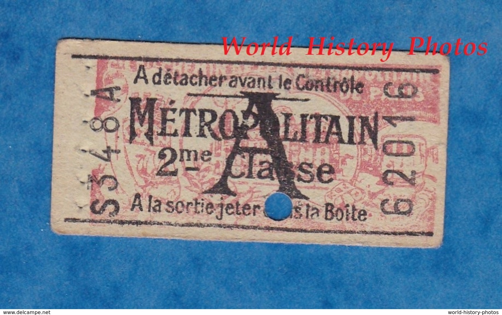 Ticket Ancien De Métro - S 348 A - 2eme Classe - Métropolitain - Billet N° 62016 - Paris - Europe