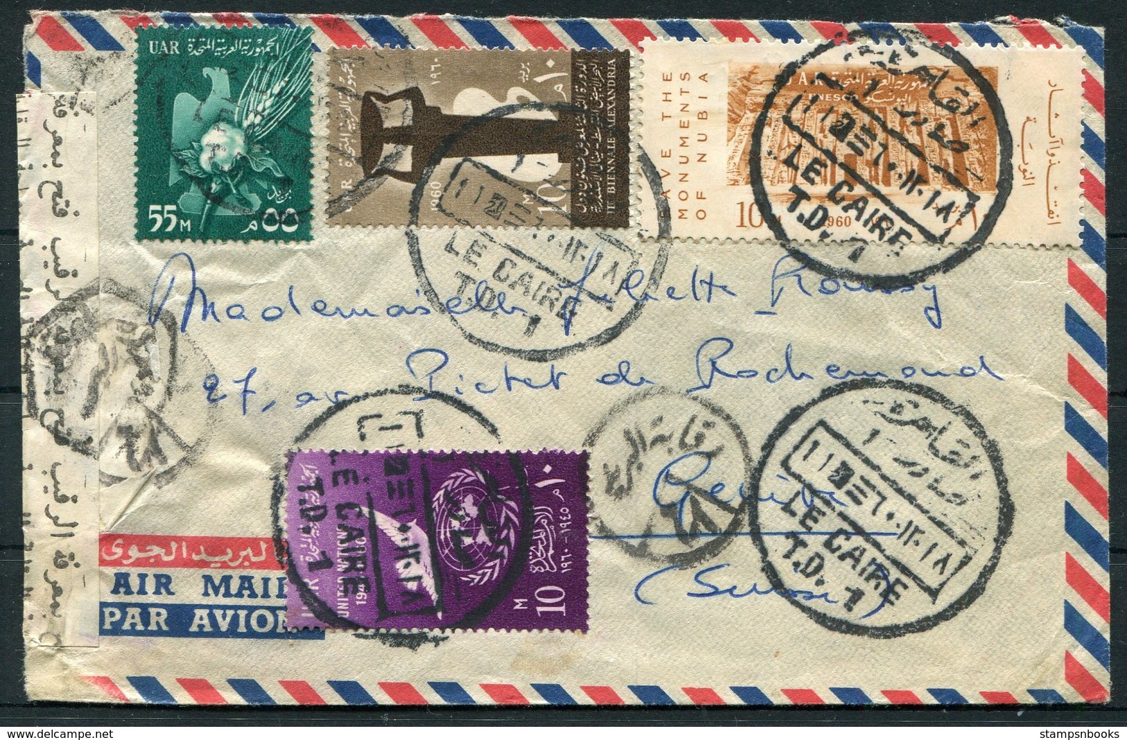 Egypt Cairo T.D.1 Airmail Censor Cover - Geneva Switzerland - Covers & Documents