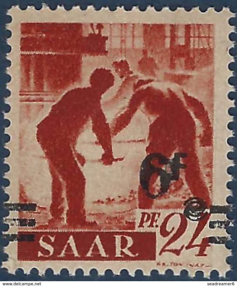 Sarre N°223A** Papier Jaunatre 6fr Avec 6 Et F Se Touchant + Valeur Très Déplacée Et Barres à Cheval TTB Signé - Unused Stamps