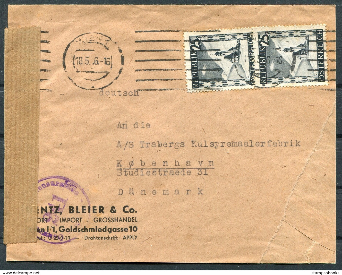 1946 Austria Wien Censor Cover - Copenhagen Denmark - Covers & Documents