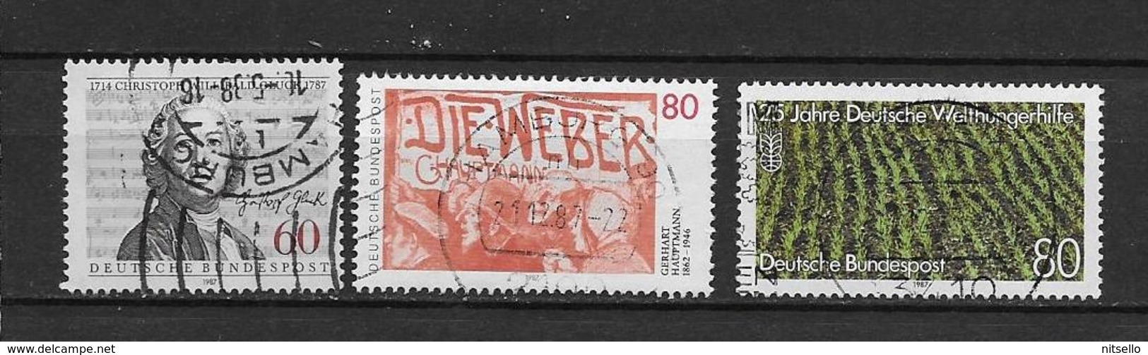 LOTE 1865 /// ALEMANIA FED. AÑO 1987 // YVERT Nº: 1175/1177 (o) - CATALOG.2014/COTE: 1,70€ ¡¡¡ LIQUIDATION !!!! - Usados