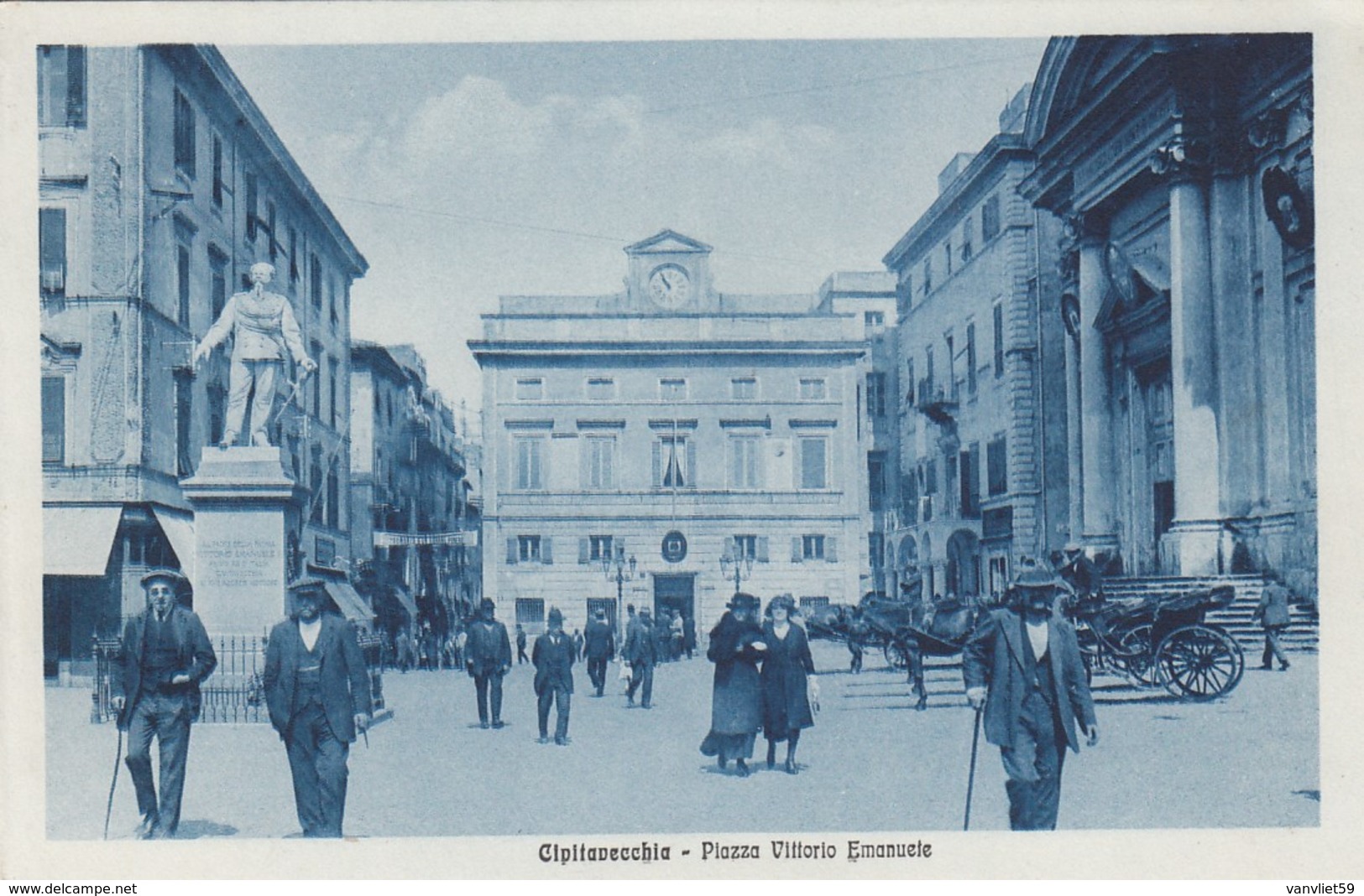 CIVITAVECCHIA-ROMA-PIAZZA VITTORIO EMANUELE-ANIMATISSIMA-CARTOLINA NON VIAGGIATA ANNO 1920-1930 - Civitavecchia