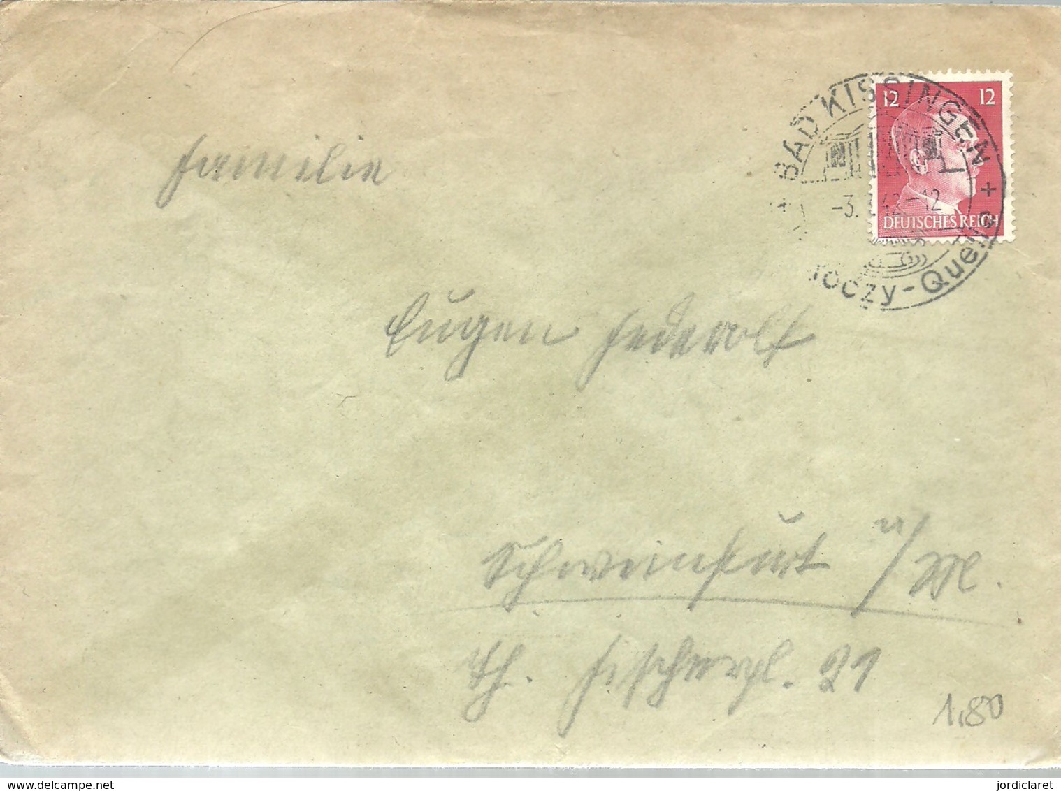 LETTER ALEMANIA  BAD KISSINGEN 1943 - Termalismo