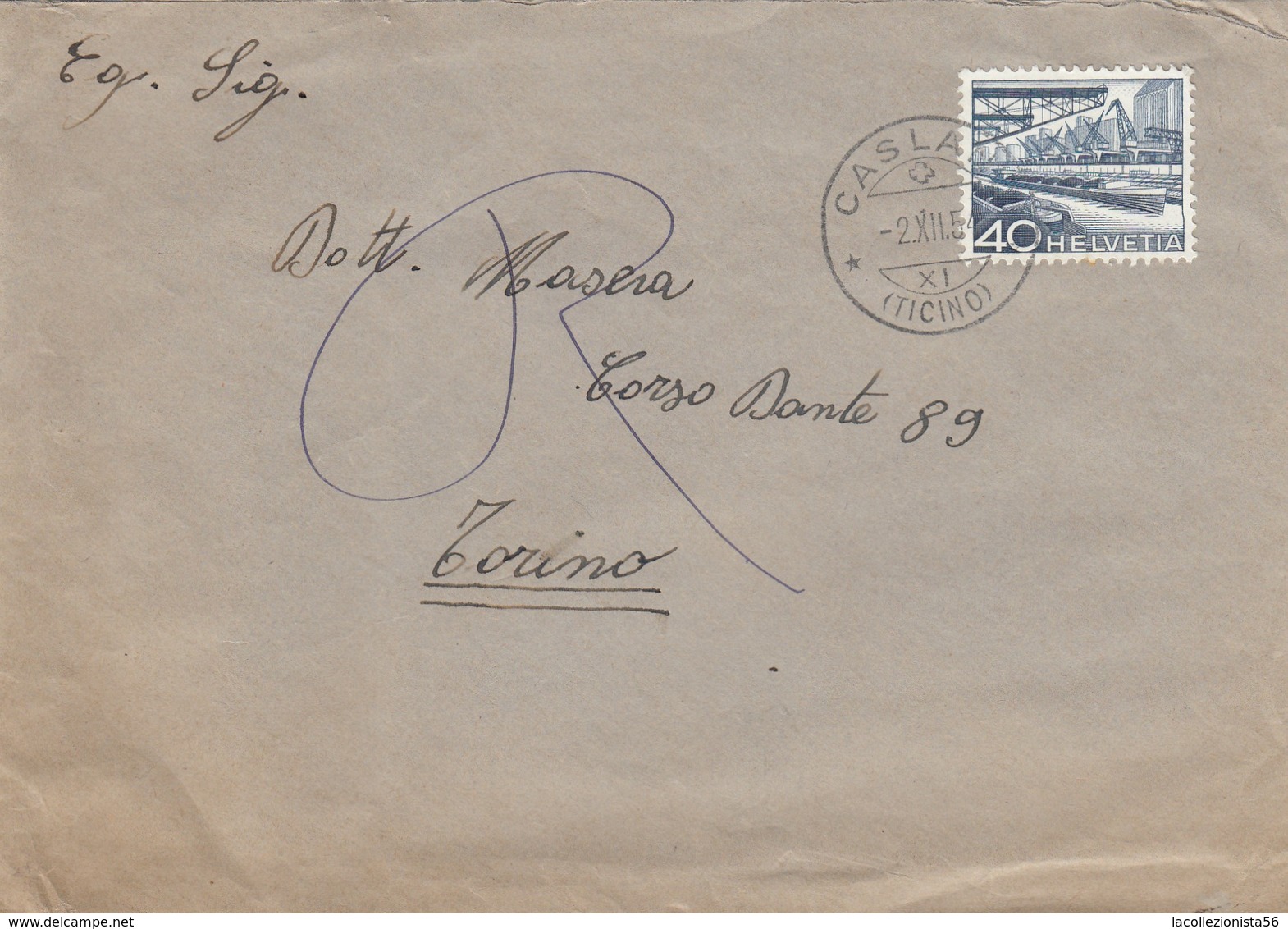 9337-LETTERA CON ANNULLO "CASLANO(TICINO)" - SVIZZERA - 1954 - Storia Postale