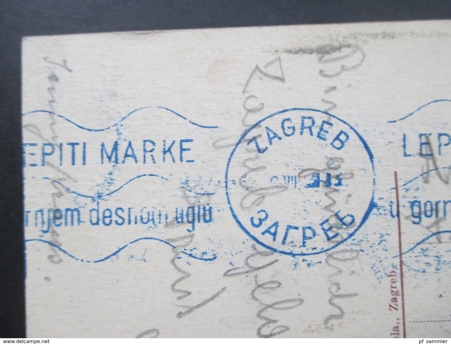 Jugoslawien / Kroatien 1921 Zagreb Crkva SV. Blaza. Lela Zagreb. Blauer Maschinen Stempel Lepiti Marke - Croacia