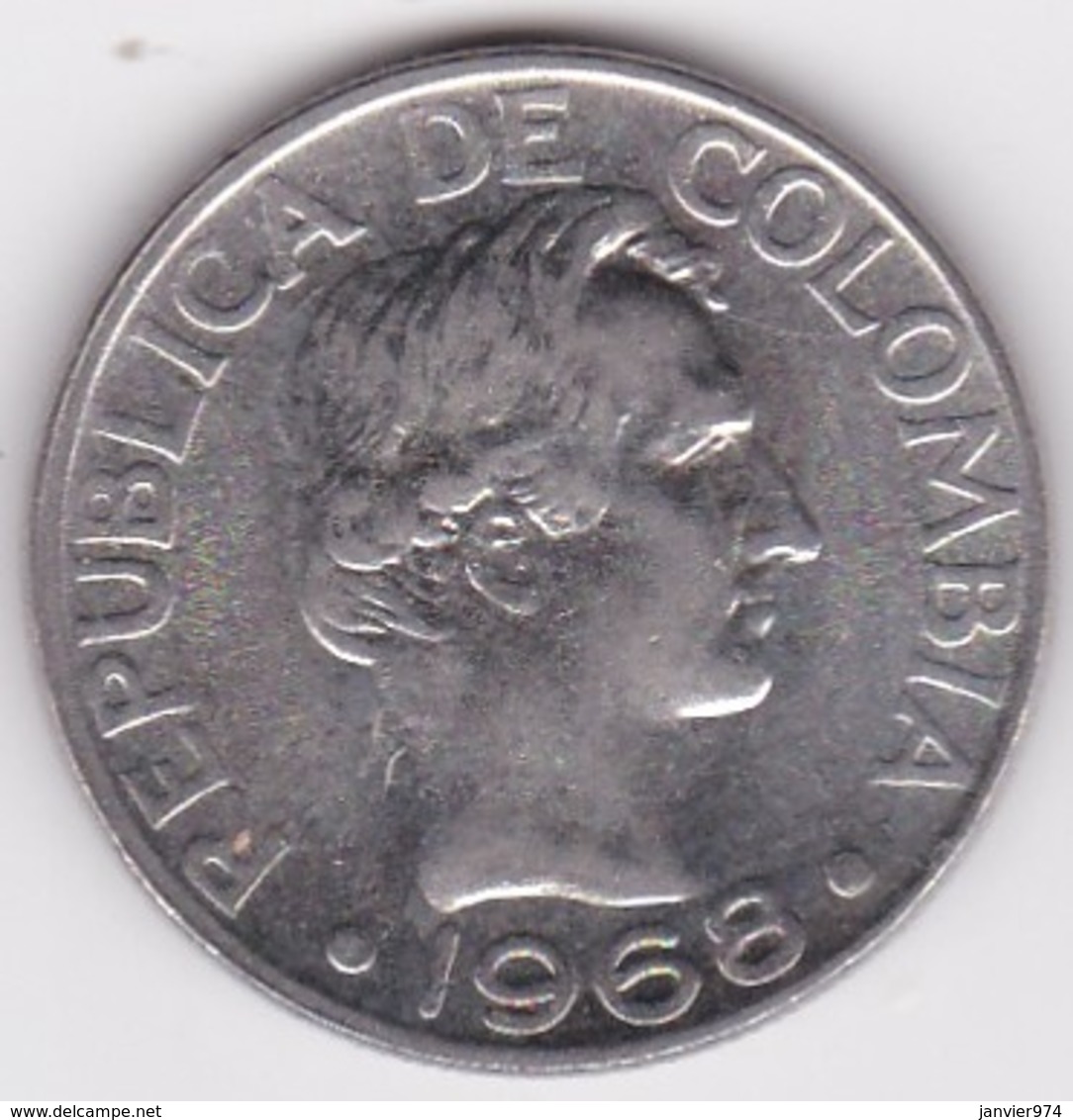 Colombie. 50 Centavos 1968. Paula Santander.  Acier Plaqué Nickel. KM# 228 - Colombie