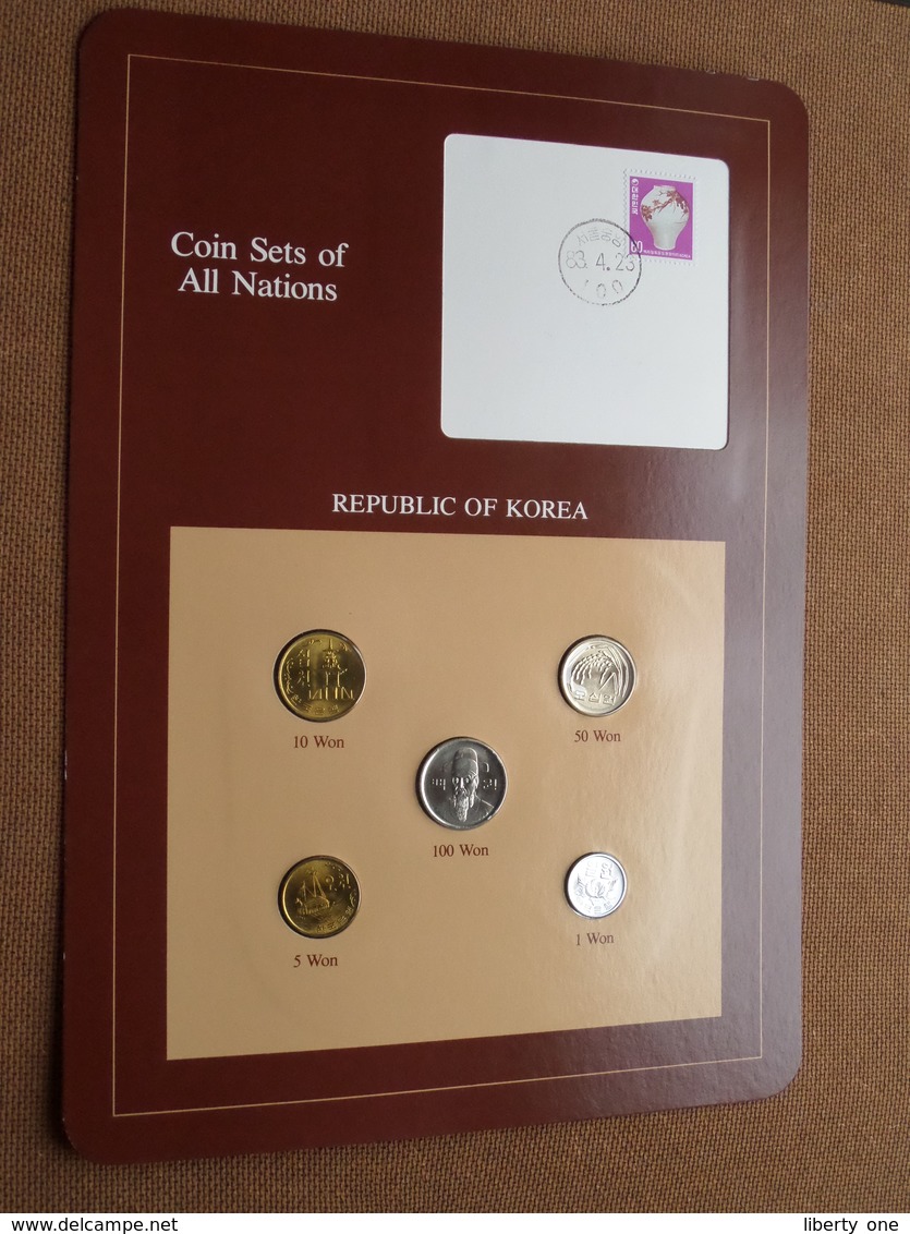 REPUBLIC OF KOREA ( From The Serie Coin Sets Of All Nations ) Card 20,5 X 29,5 Cm. ) + Stamp '83 ! - Corée Du Sud