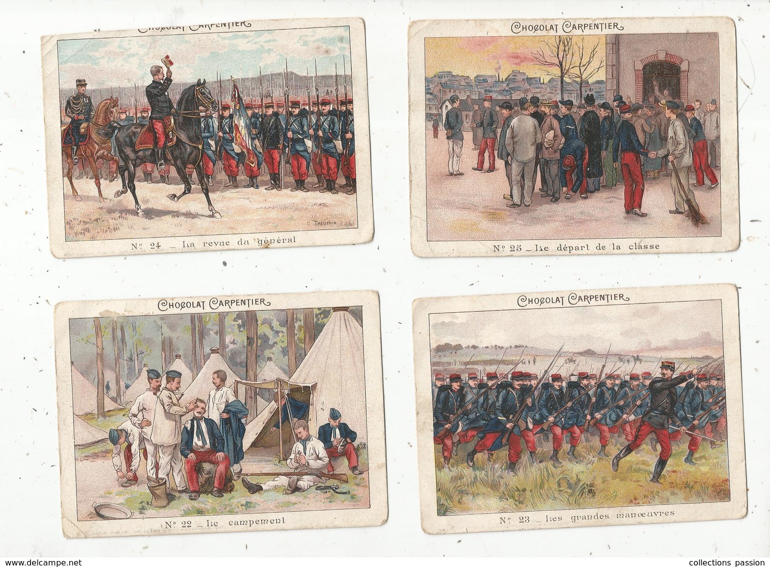 Chromo Chocolat CARPENTIER ,militaria , Militaires , 7 Scans , LOT DE 22 CHROMOS CARPENTIER - Otros & Sin Clasificación