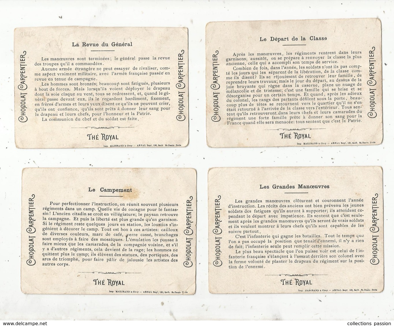 chromo chocolat CARPENTIER ,militaria , militaires , 7 scans , LOT DE 22 CHROMOS CARPENTIER