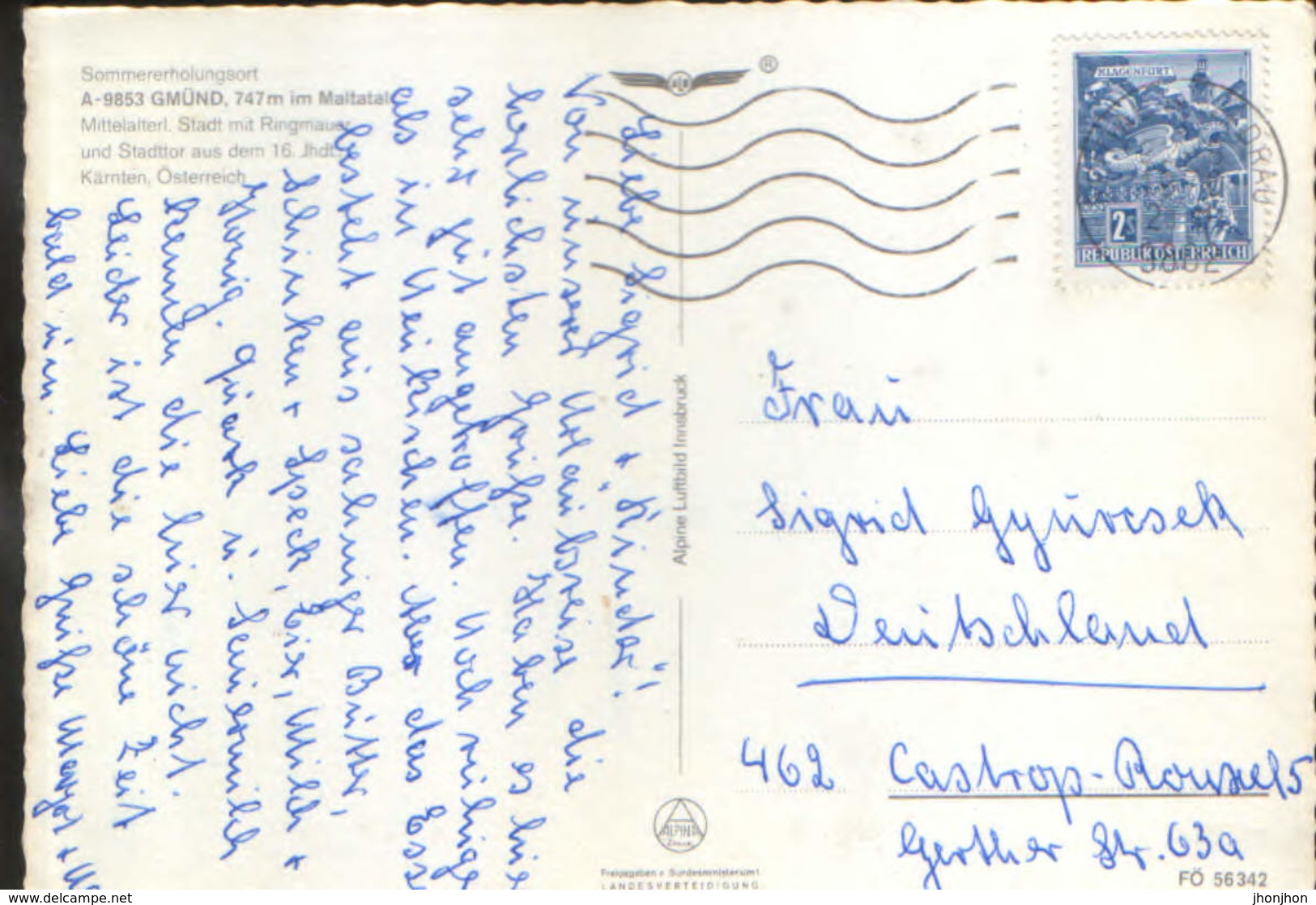 Osterreich - Postcard  Circulated In 1970 - Gmünd - Partial Aerial View - 2/scans - Gmünd