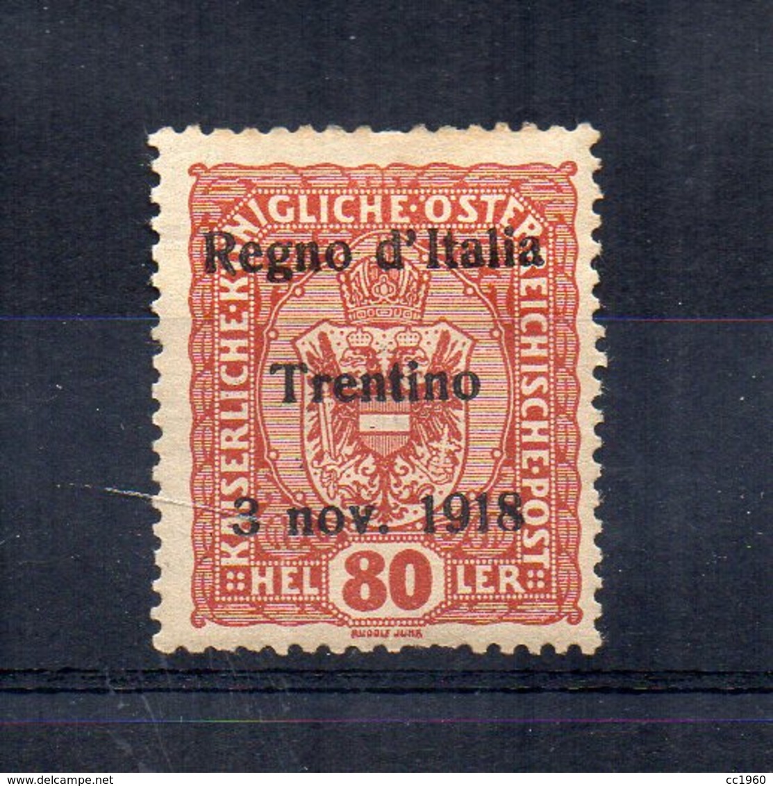 Italia -1918 - Francobollo Austriaco Sovrastampato Regno D'Italia Trentino 3 Nov. 1918 - Nuovo -Linguellato*- (FDC14510) - Trento