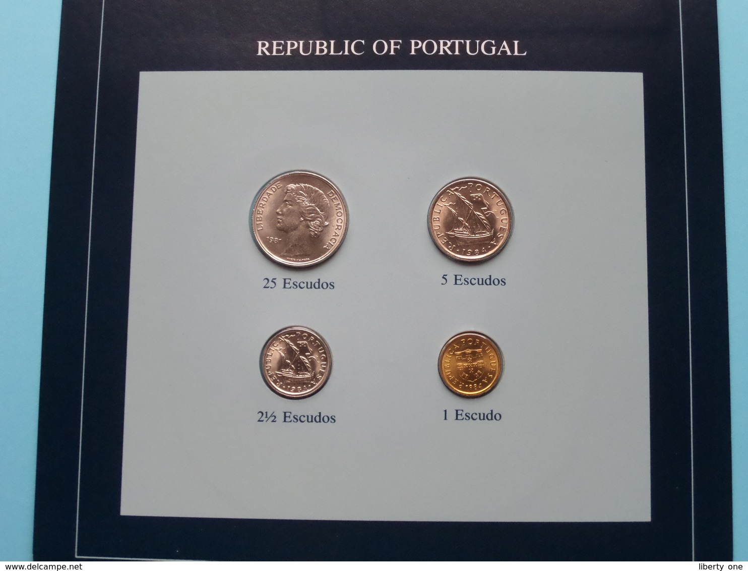 REPUBLIC OF PORTUGAL ( From The Serie Coin Sets Of All Nations ) Card 20,5 X 29,5 Cm. ) + Stamp '85 ! - Portugal