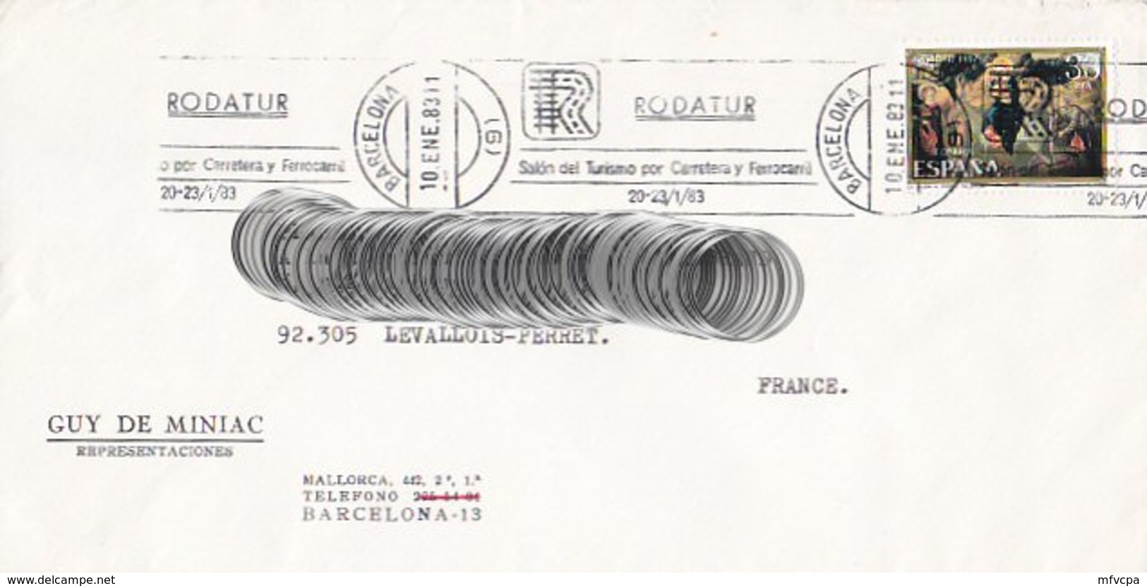 L4U288 Espagne L BARCELONA Pour Levallois Perret  France 1983/ Env. Entiere - Lettres & Documents