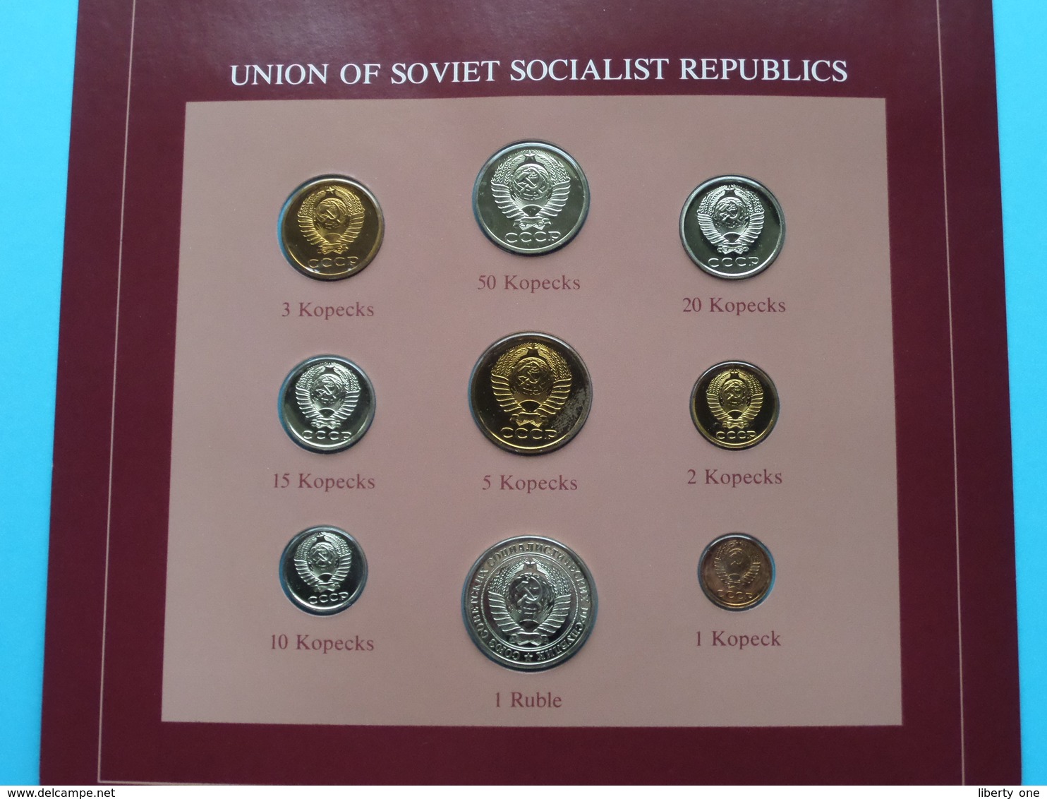 UNION OF SOVIET SOCIALIST REPUBLICS ( From The Serie Coin Sets Of All Nations ) Card 20,5 X 29,5 Cm. ) + Stamp '83 ! - Qatar