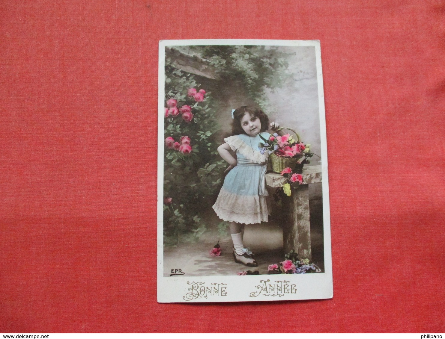 Young Girl With Flower Basket  Ref 3221 - Other & Unclassified