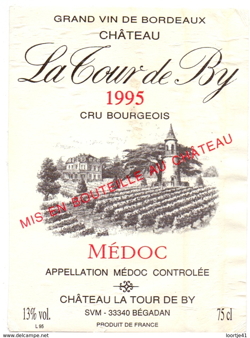 Etiket Etiquette - Vin - Wijn - Bordeaux - Chateau La Tour De By - 1995 - Bordeaux