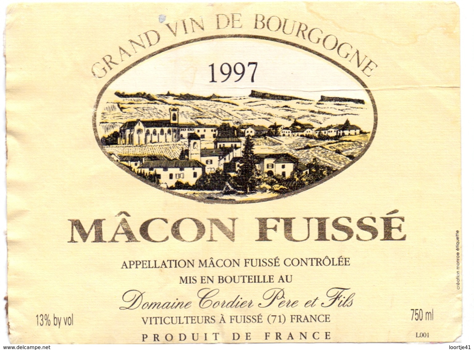 Etiket Etiquette - Vin - Wijn - Bourgogne - Macon Fuissé - 1997 - Bourgogne