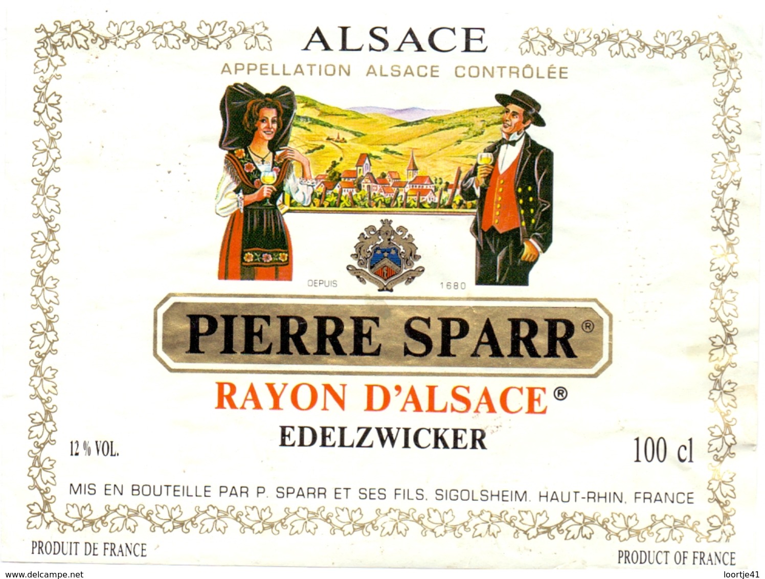 Etiket Etiquette - Vin - Wijn - Rayon D' Alsace - Edelzwicker - Pierre Sparr - Autres & Non Classés