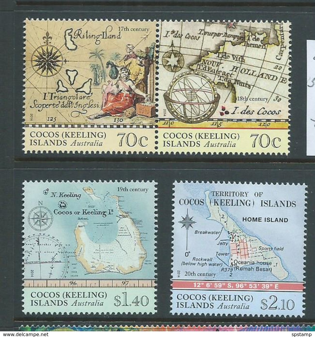 Cocos Keeling Island 2014 Maps Set Of 4 MNH - Cocos (Keeling) Islands