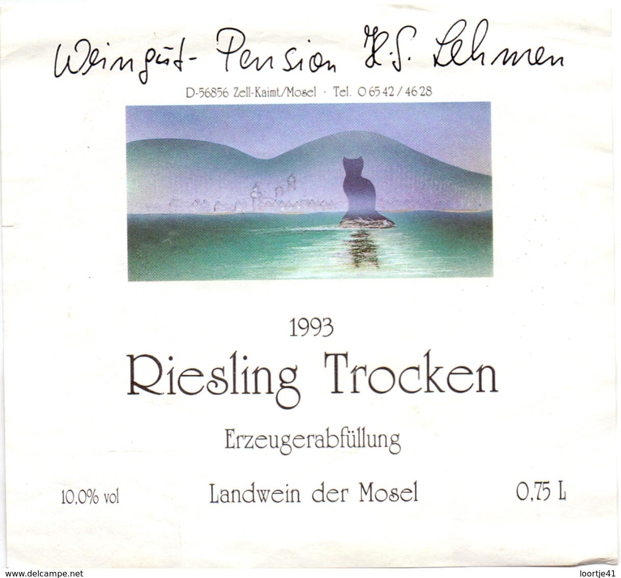 Etiket Etiquette - Vin - Wijn - Riesling - Weingut Pension Lehmen - 1993 - Autres & Non Classés