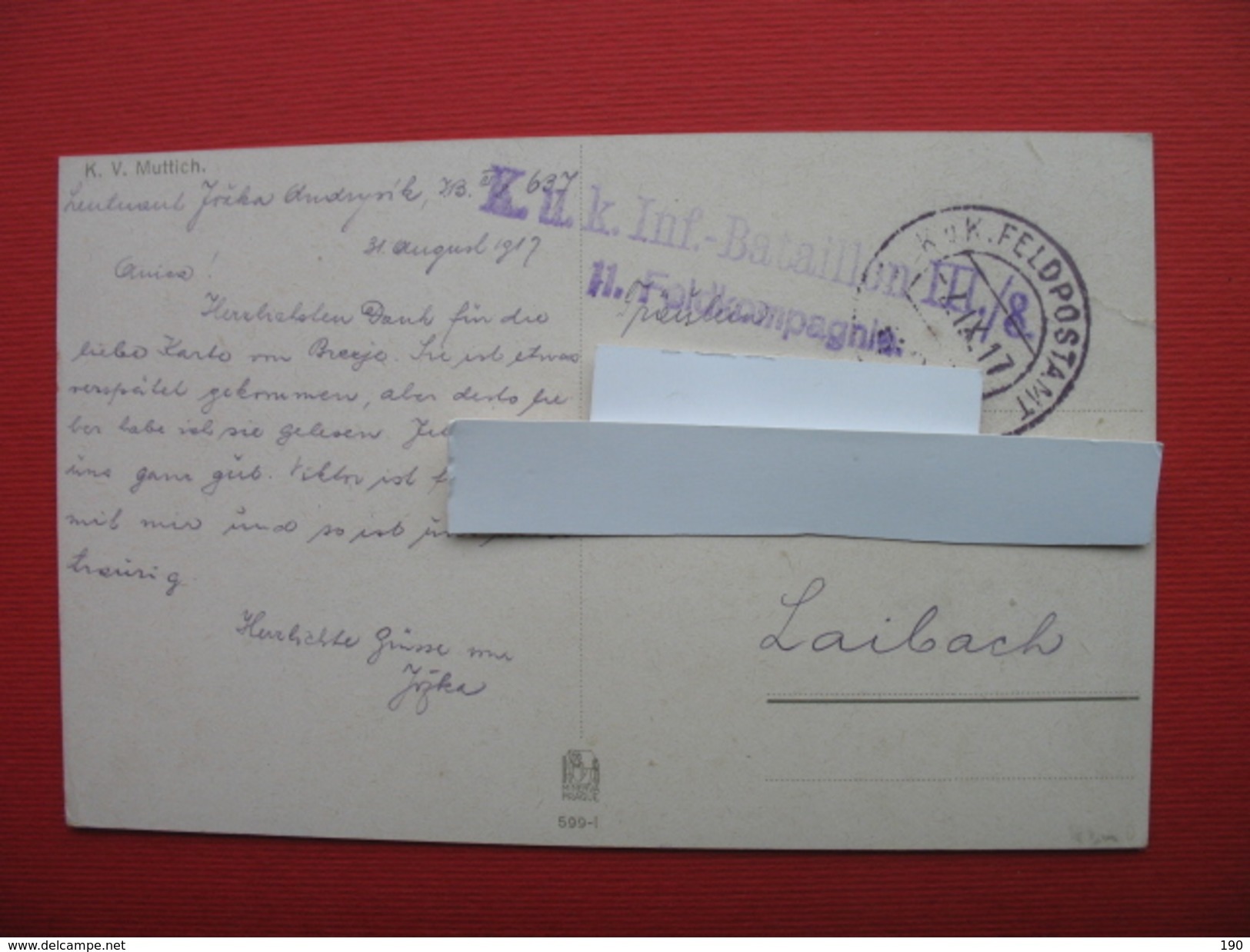 K.V.Muttich.K.u.K.FELDPOSTAMT 637 - Muttich, C.V.