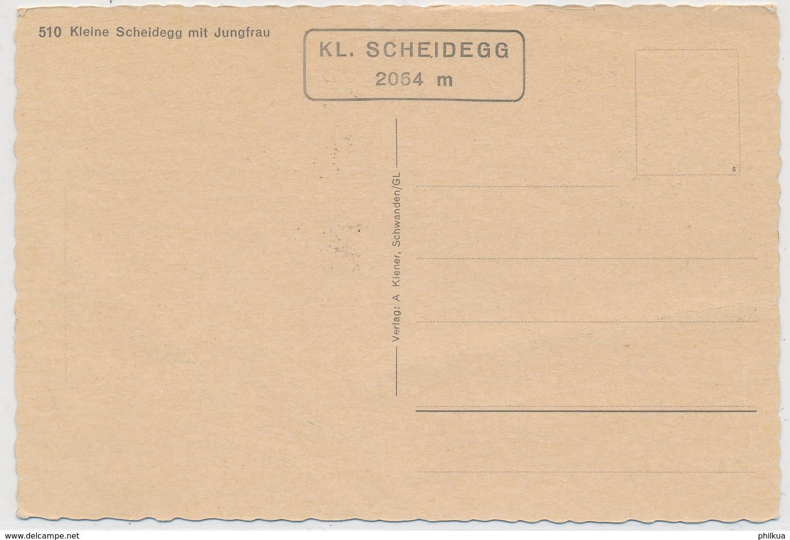 510 Verlag A. Kiener, Schwanden GL - Kleine Scheidegg Mit Jungfrau - Stempel: KL. SCHEIDEGG 2054 M - Schwanden Bei Brienz