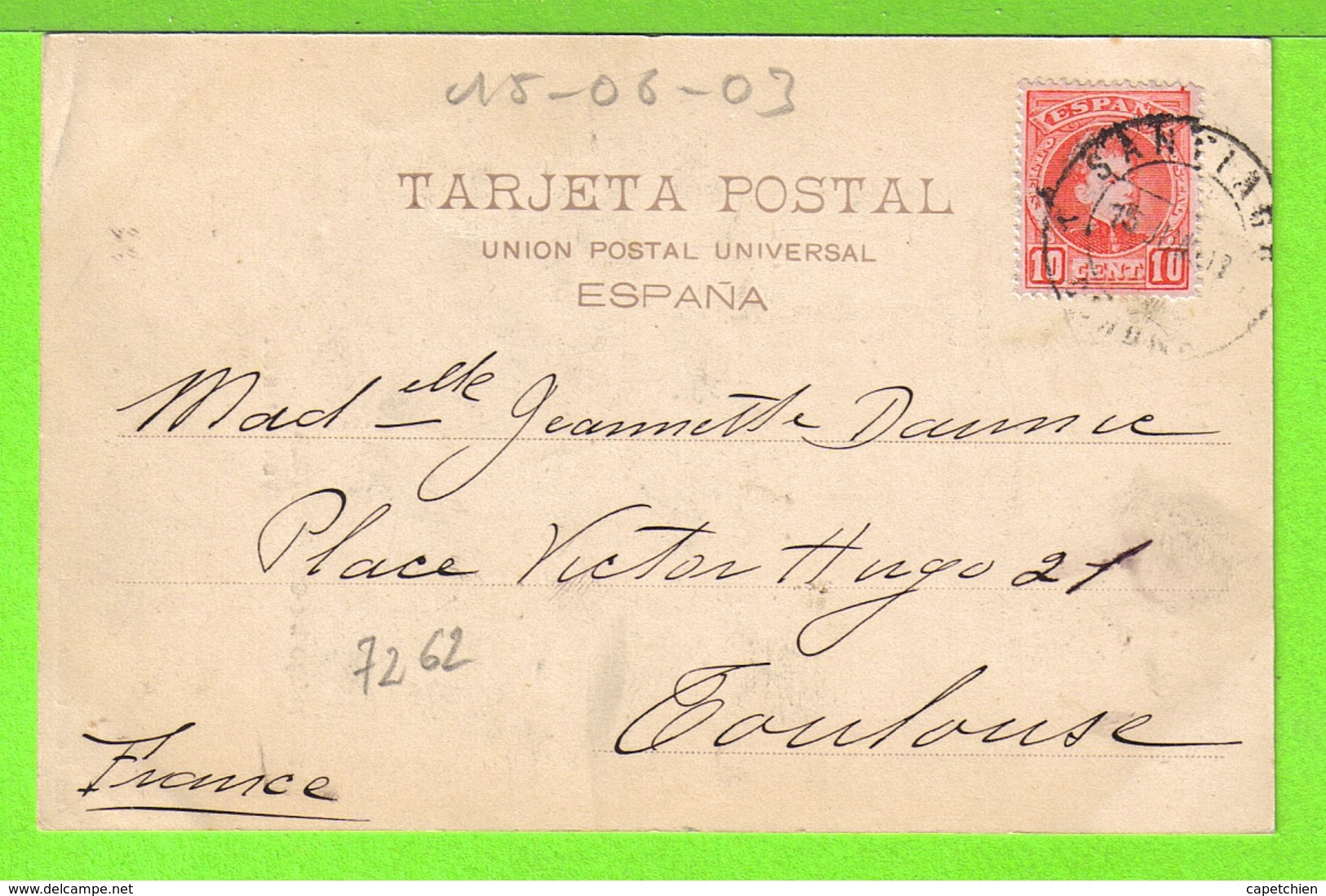 SANTIAGO DE COMPOSTELA - SAN MARTIN - Tarjeta Escrite En 1903 - Santiago De Compostela