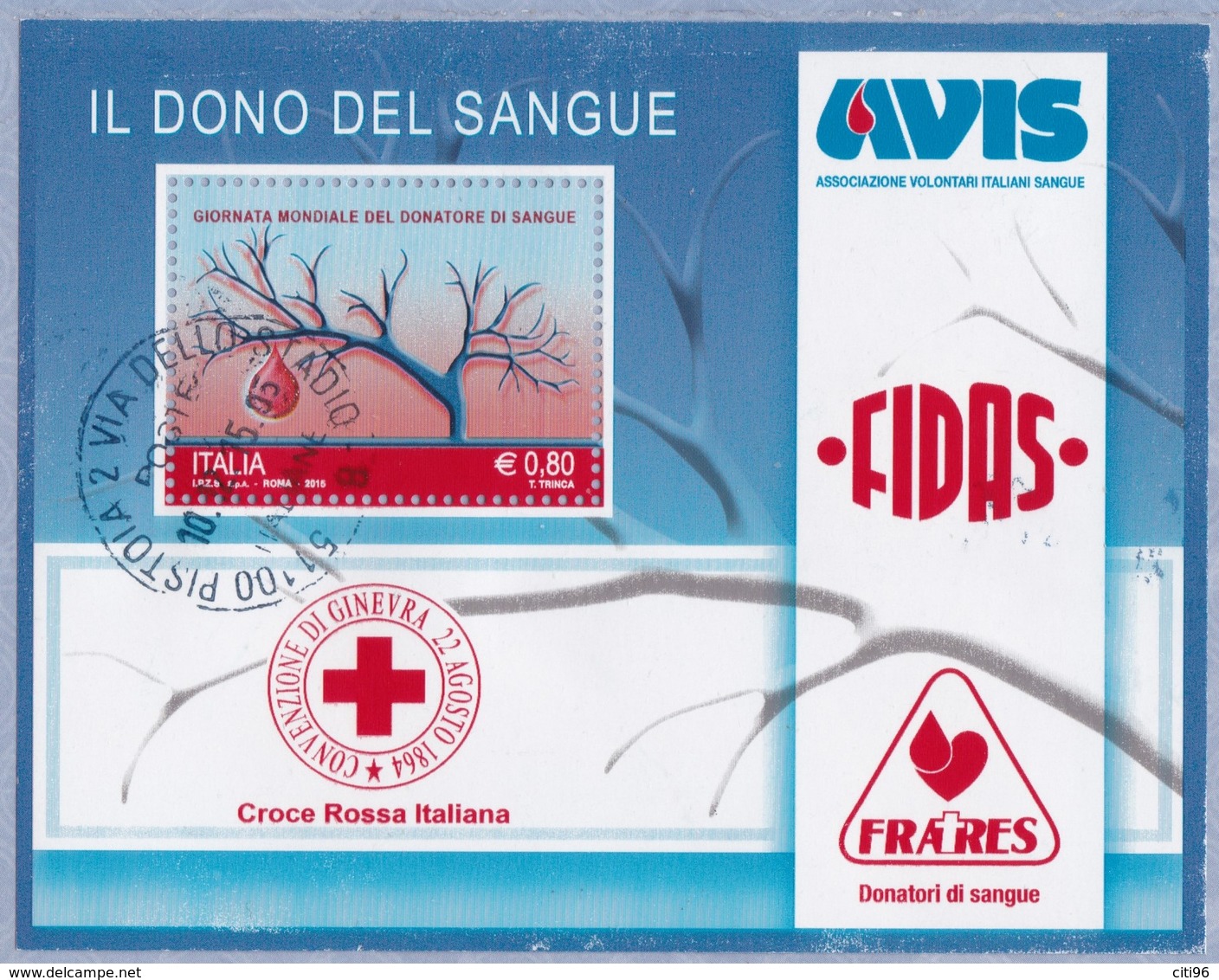 ITALIA Repubblica  Giornata Mondiale Del Donatore Di Sangue Anno 2015 Usato - 2011-20: Usati