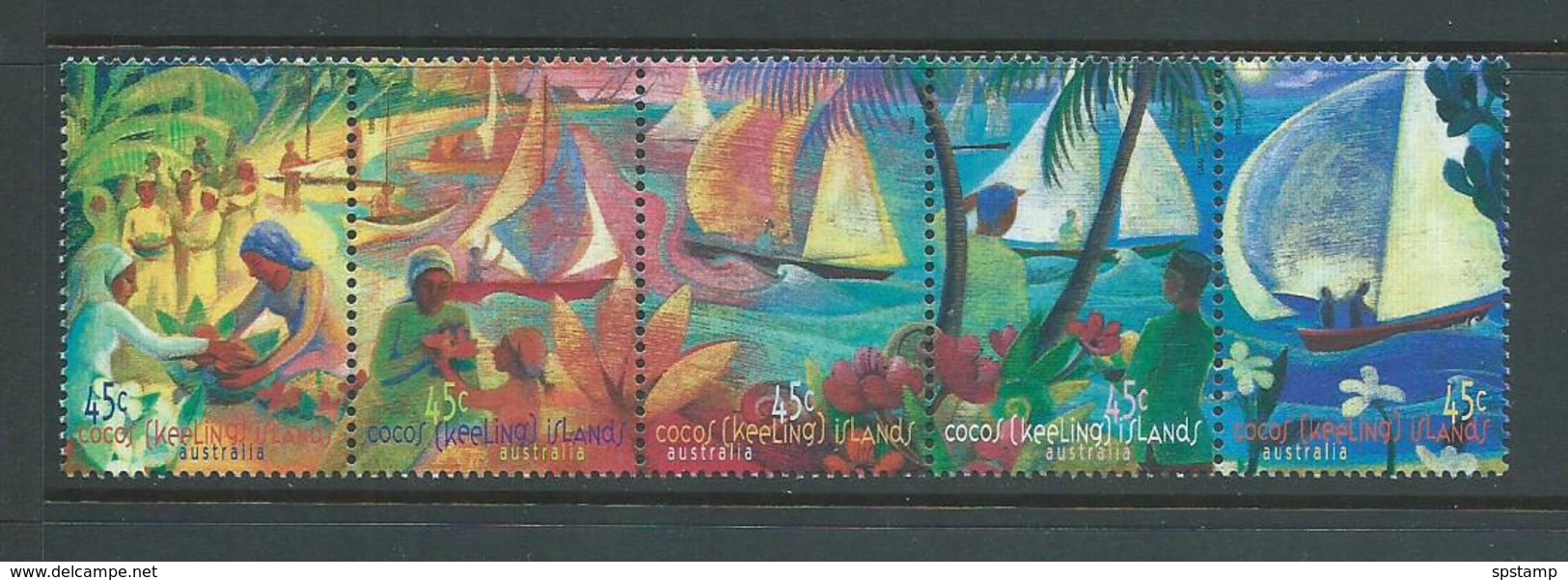 Cocos Keeling Island 1999 Jukong Boats Hari Raya Festival Strip Of 5 MNH - Cocoseilanden