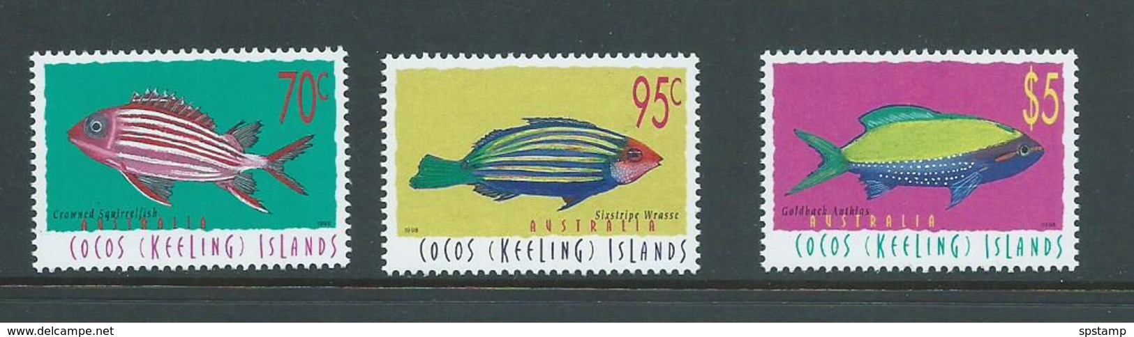 Cocos Keeling Island 1998 Fish Definitives IV Set Of 3 To $5 MNH - Islas Cocos (Keeling)