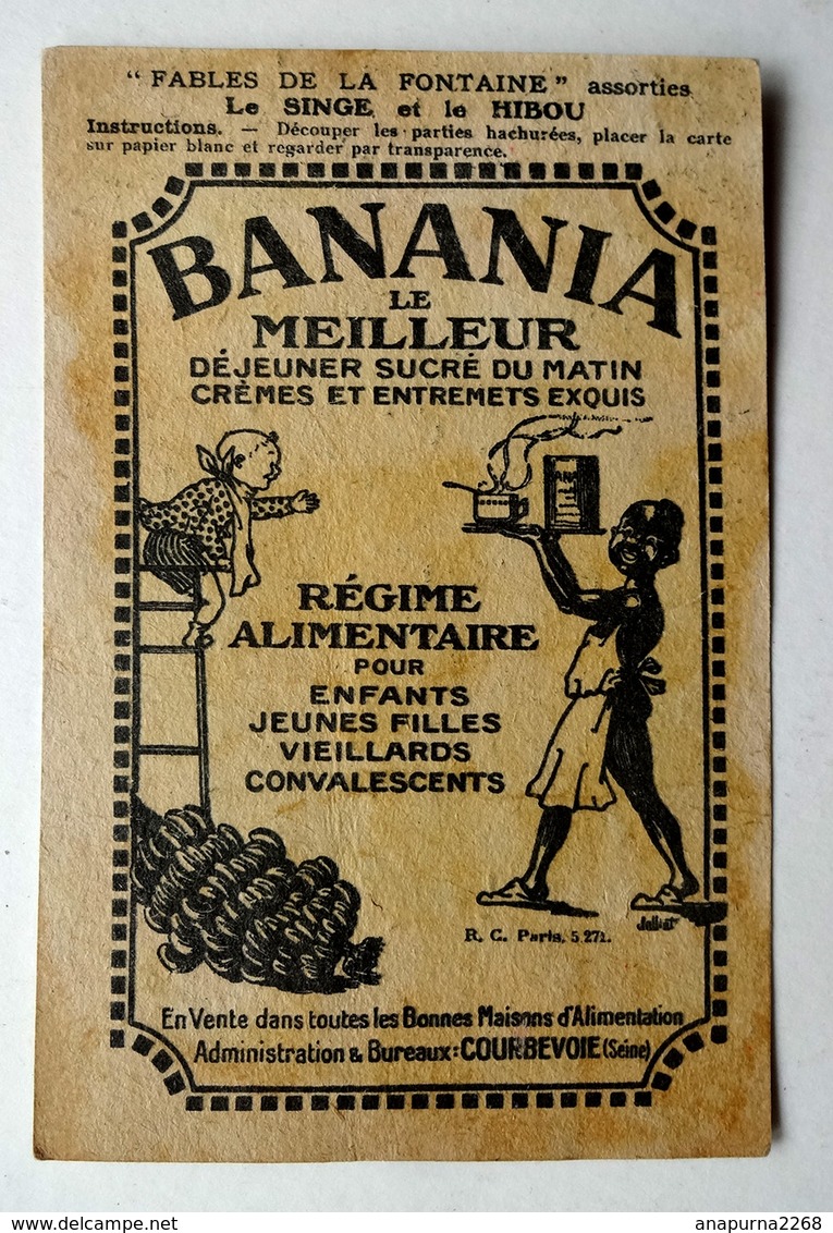 ANCIENNE CHROMO BANANIA... FORMAT CARTE POSTALE....LA CUEILLETTE DES FRUITS - Banania