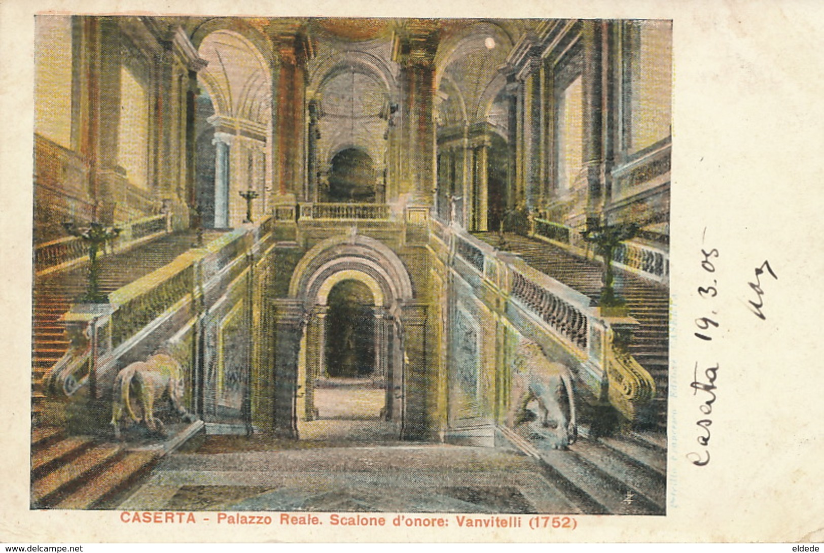 Caserta Palazzo Reale Scalone D' Onore Vanvitelli  Edit Petrillo 1905 Used To Claas German Consulate Napoli - Caserta