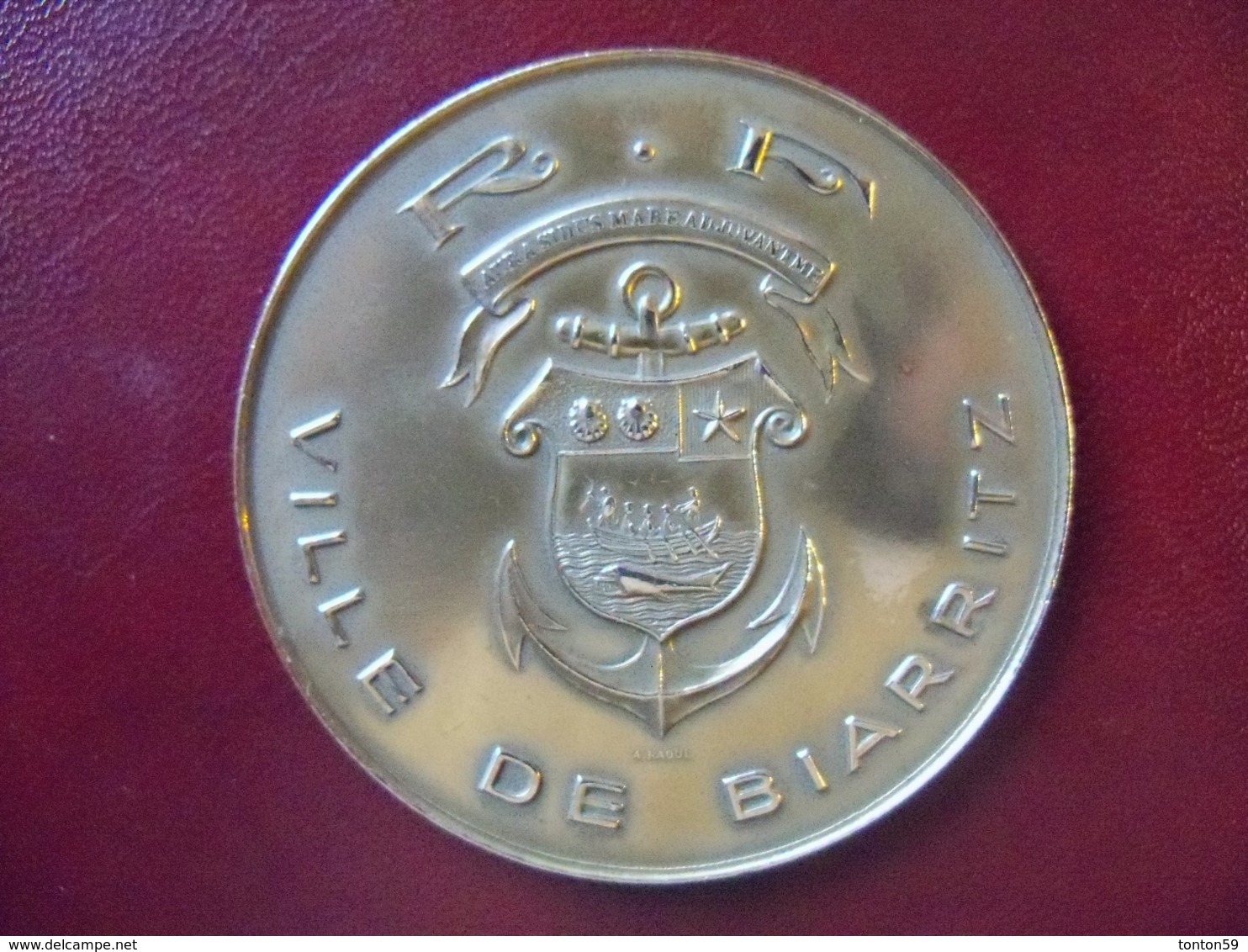 Ancienne Médaille De Table Bronze Ville De Biarritz Signée A RAOUL - Autres & Non Classés