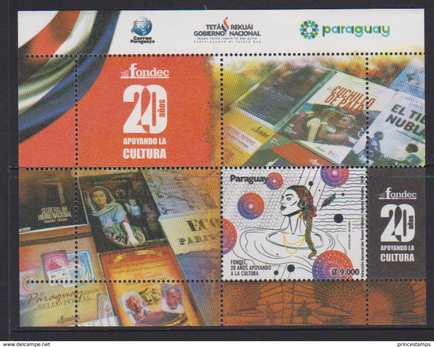 Paraguay (2018) - Block -   /  Culture - Books - Stamp On Stamp - Literacy - Timbres Sur Timbres