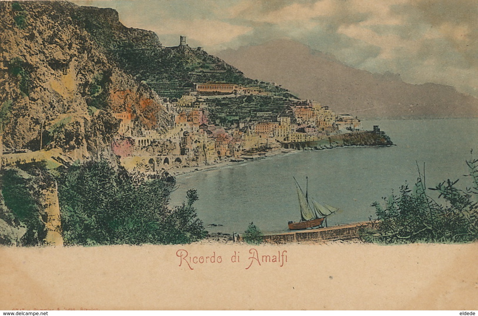 Ricordo Di Amalfi Hand Colored  Edit Rommler Dresden  Undivided Back - Altri & Non Classificati