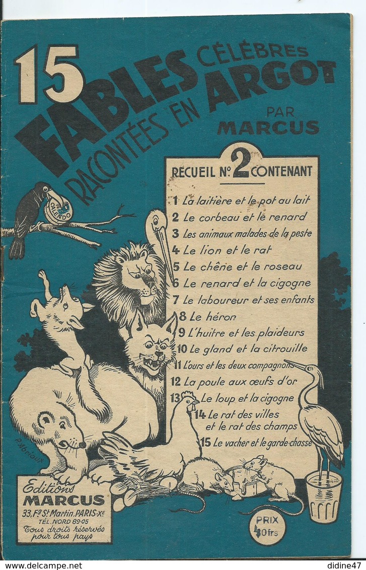 15 FABLES Célèbres Racontées En ARGOT Par Marcus - Autres & Non Classés