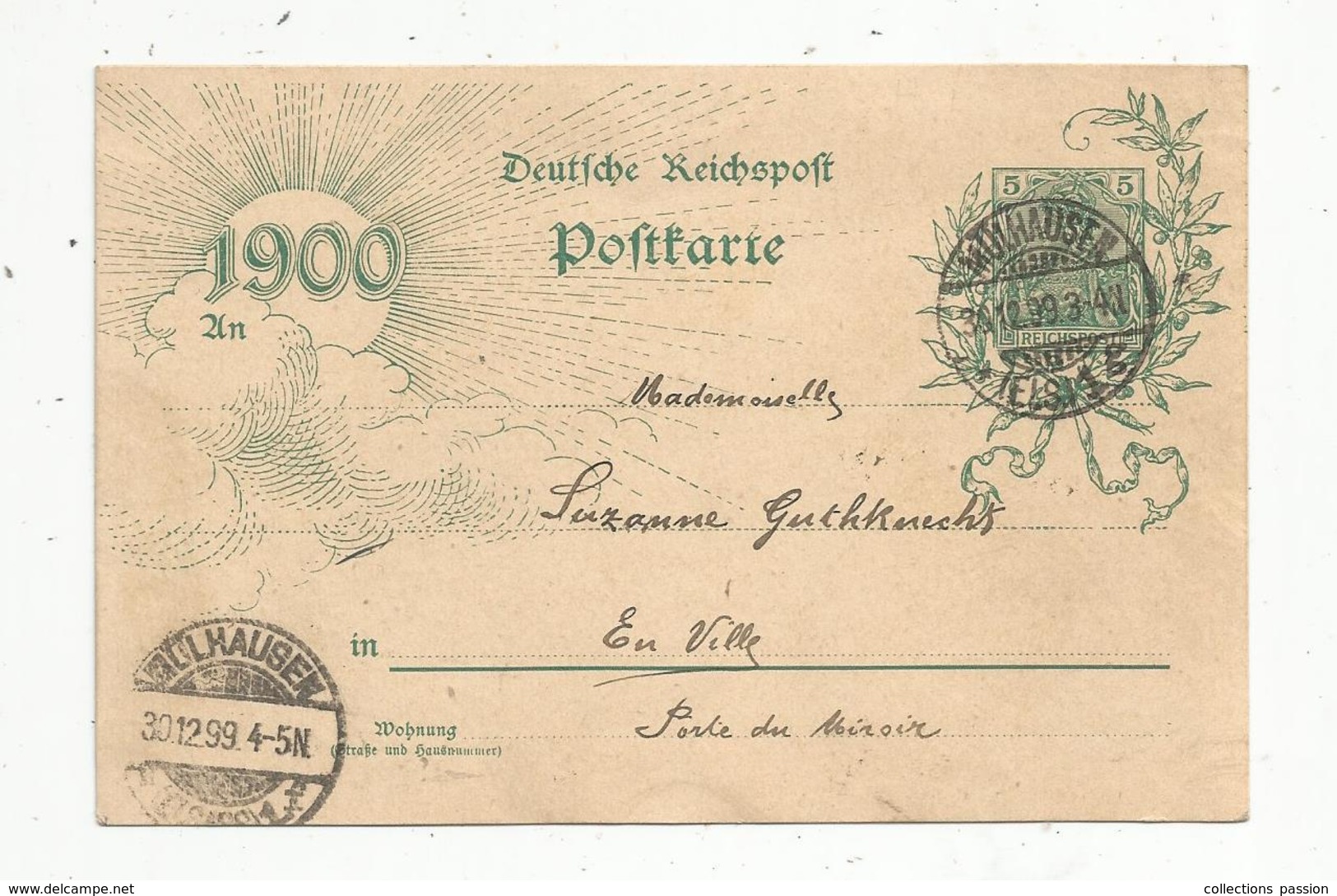 Lettre, Allemagne, 1899, Allemagne , MULHAUSEN , Mulhouse , ELS. ,Alsace ,illustration1900 , 3 Scans - Lettres & Documents