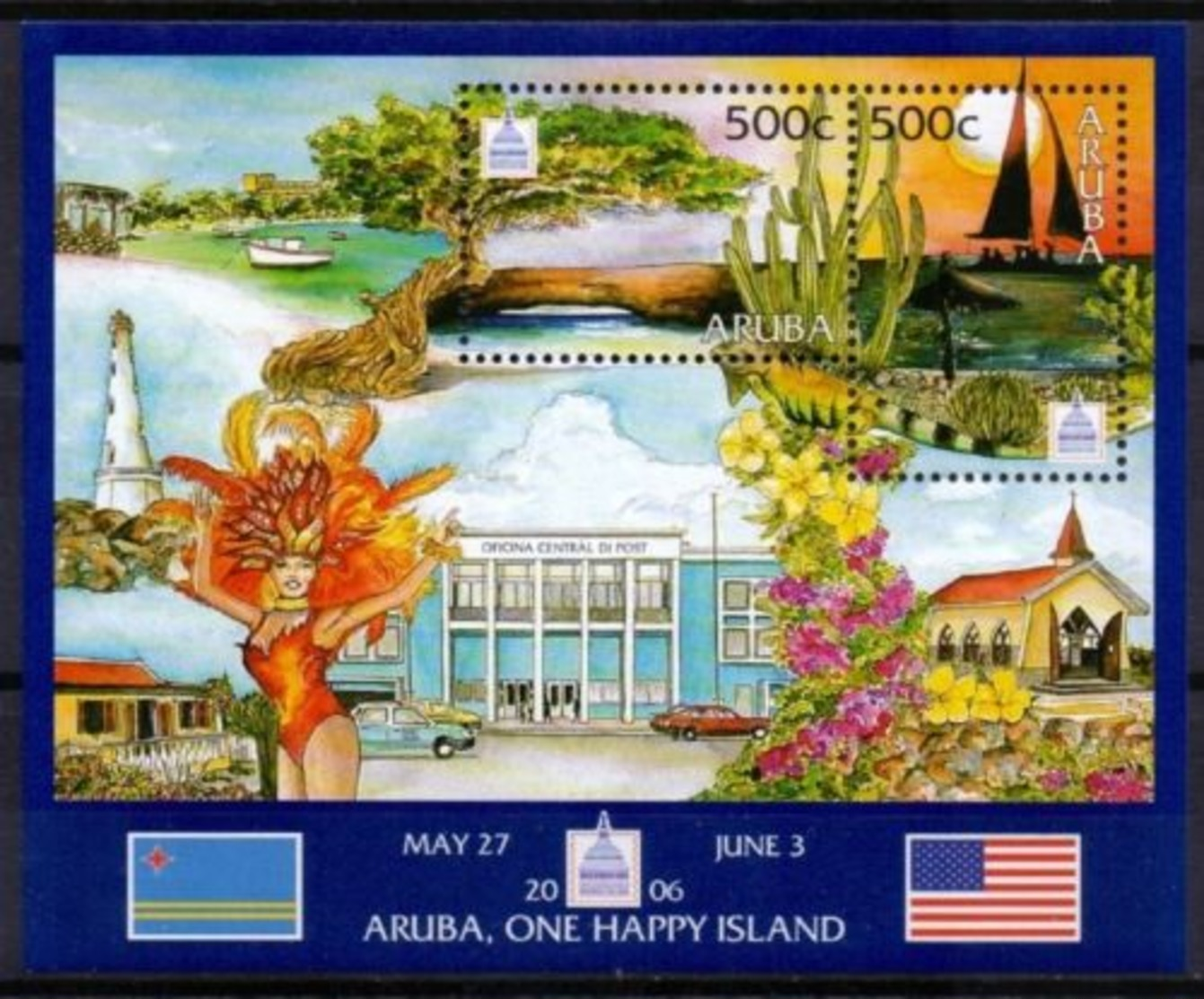 ARUBA, 2006, Washington 2006, One Happy Island S/s    MNH - Curazao, Antillas Holandesas, Aruba